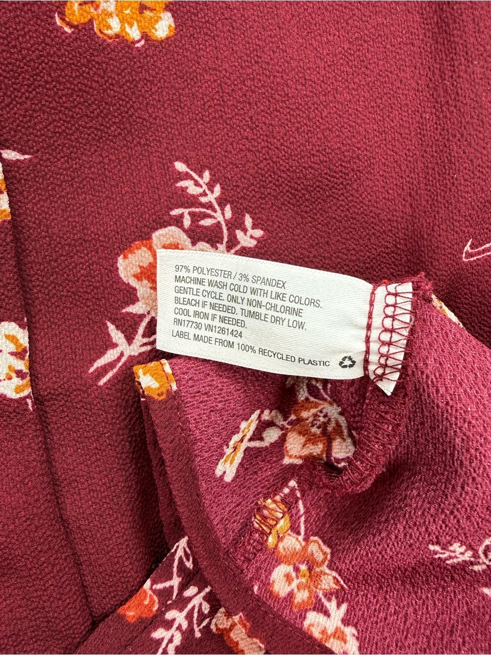 Xhilaration Burgundy Floral Button-Front Mini Dress with Pockets - Picture 6 of 6